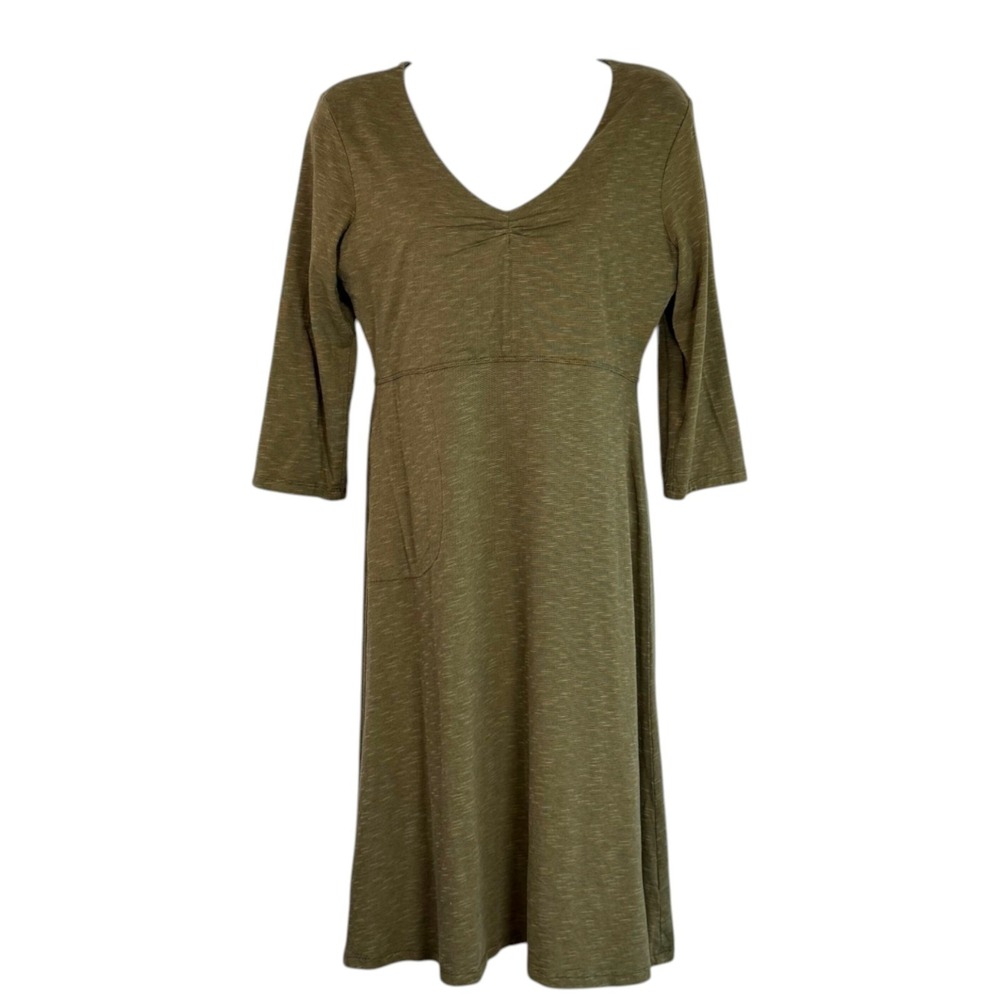 Toad&Co Rosalinda Dress S Olive Green Organic Cotton Pocket Earthy Granola Indie